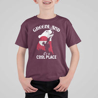 Polar Bear Greenland Flag Graphic T Shirt For Kid It's a Cool Place Arctic Circle