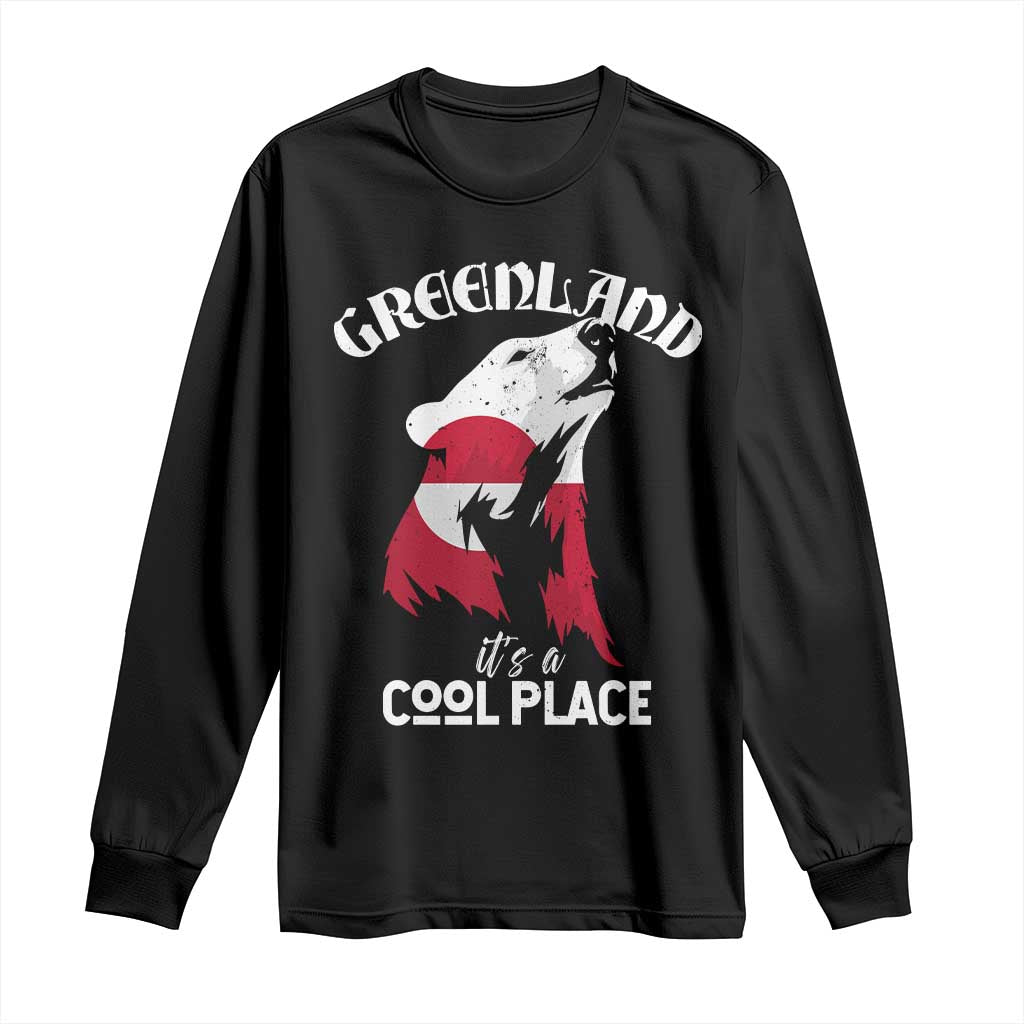 Polar Bear Greenland Flag Graphic Long Sleeve Shirt It's a Cool Place Arctic Circle
