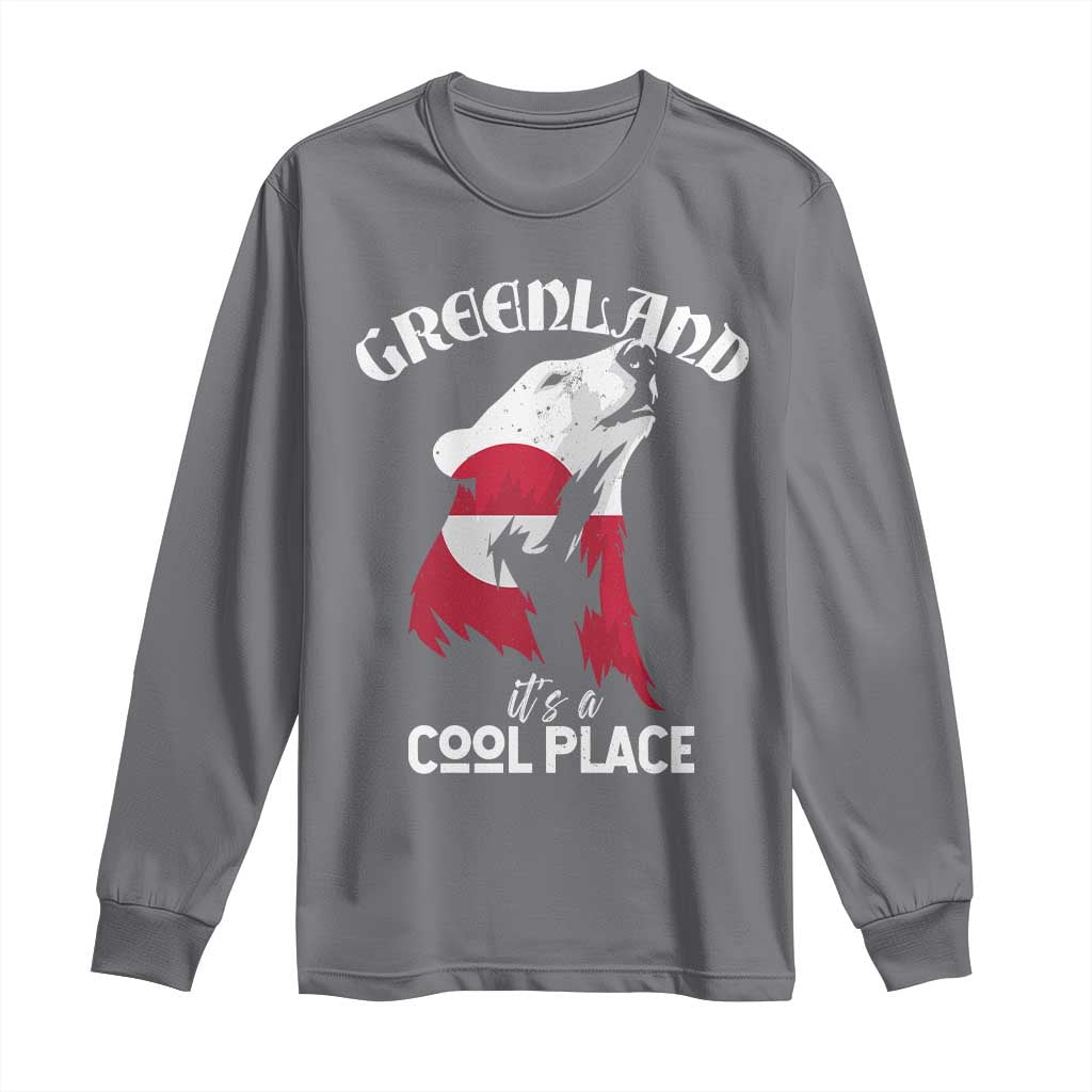 Polar Bear Greenland Flag Graphic Long Sleeve Shirt It's a Cool Place Arctic Circle