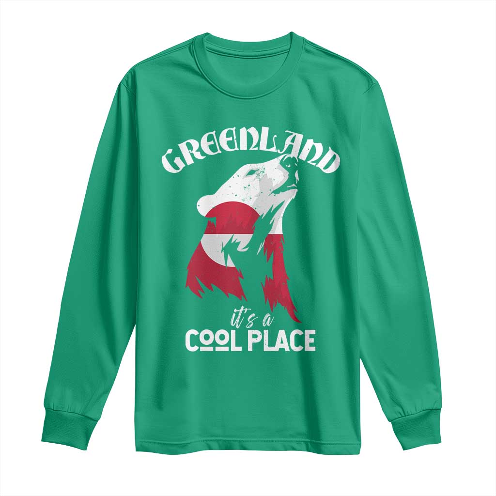Polar Bear Greenland Flag Graphic Long Sleeve Shirt It's a Cool Place Arctic Circle