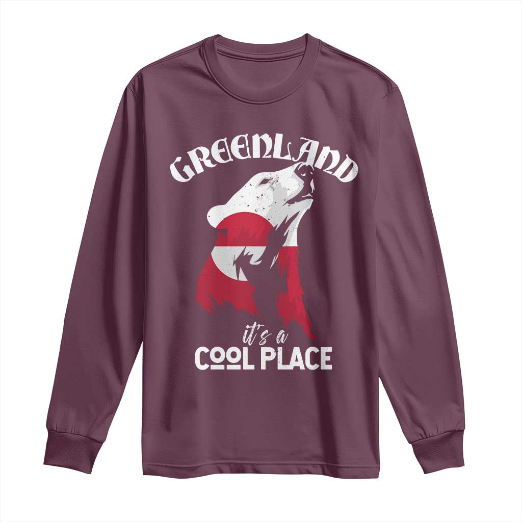 Polar Bear Greenland Flag Graphic Long Sleeve Shirt It's a Cool Place Arctic Circle