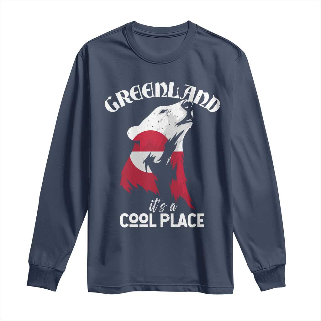 Polar Bear Greenland Flag Graphic Long Sleeve Shirt It's a Cool Place Arctic Circle