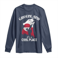 Polar Bear Greenland Flag Graphic Long Sleeve Shirt It's a Cool Place Arctic Circle