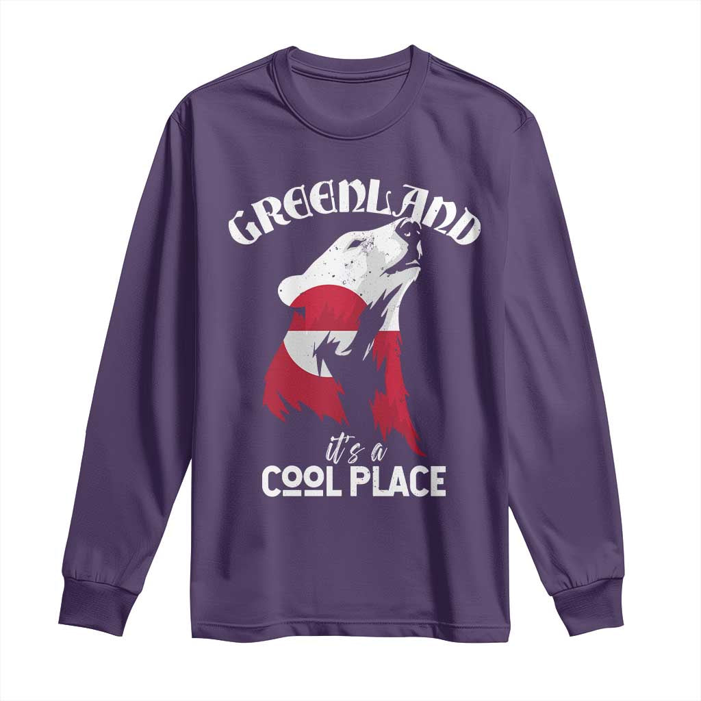 Polar Bear Greenland Flag Graphic Long Sleeve Shirt It's a Cool Place Arctic Circle