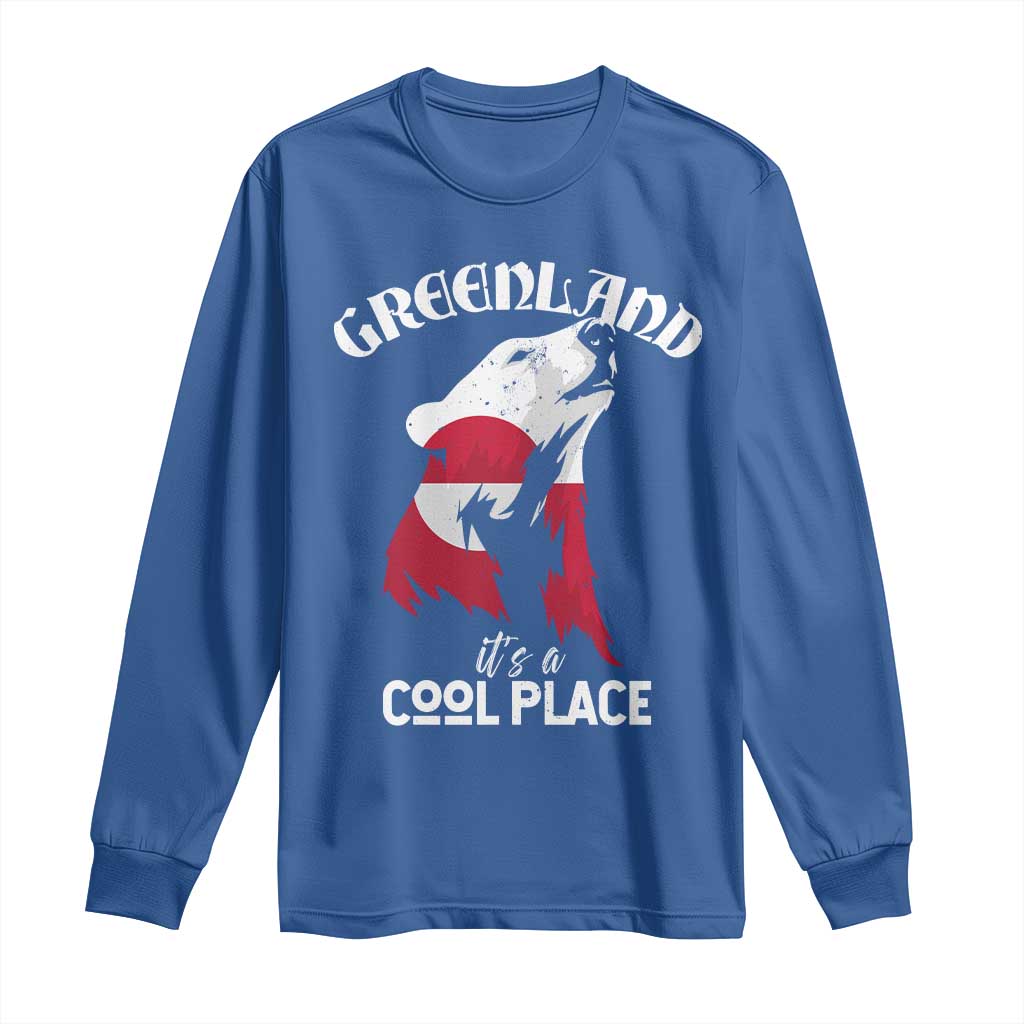 Polar Bear Greenland Flag Graphic Long Sleeve Shirt It's a Cool Place Arctic Circle