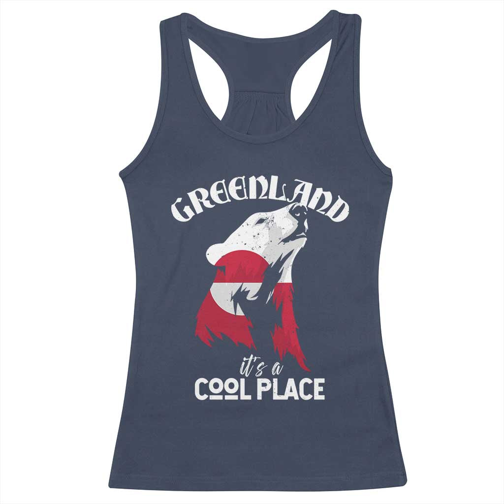Polar Bear Greenland Flag Graphic Racerback Tank Top It's a Cool Place Arctic Circle