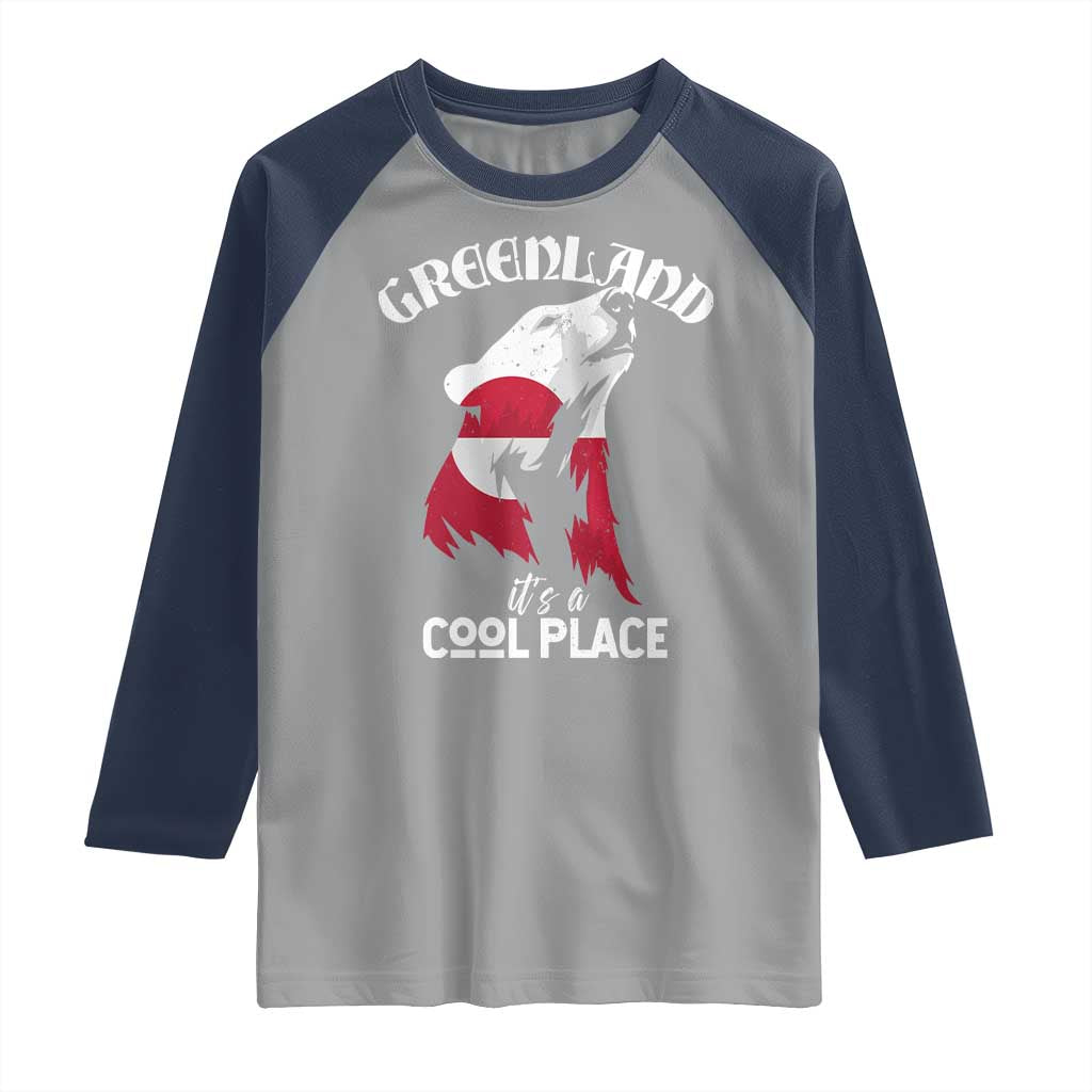Polar Bear Greenland Flag Graphic Raglan Shirt It's a Cool Place Arctic Circle