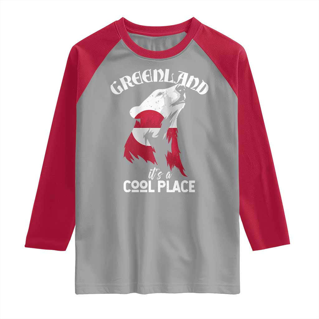 Polar Bear Greenland Flag Graphic Raglan Shirt It's a Cool Place Arctic Circle