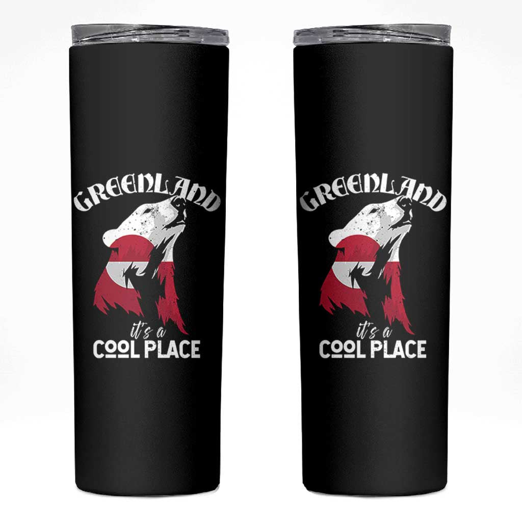 Polar Bear Greenland Flag Graphic Skinny Tumbler It's a Cool Place Arctic Circle