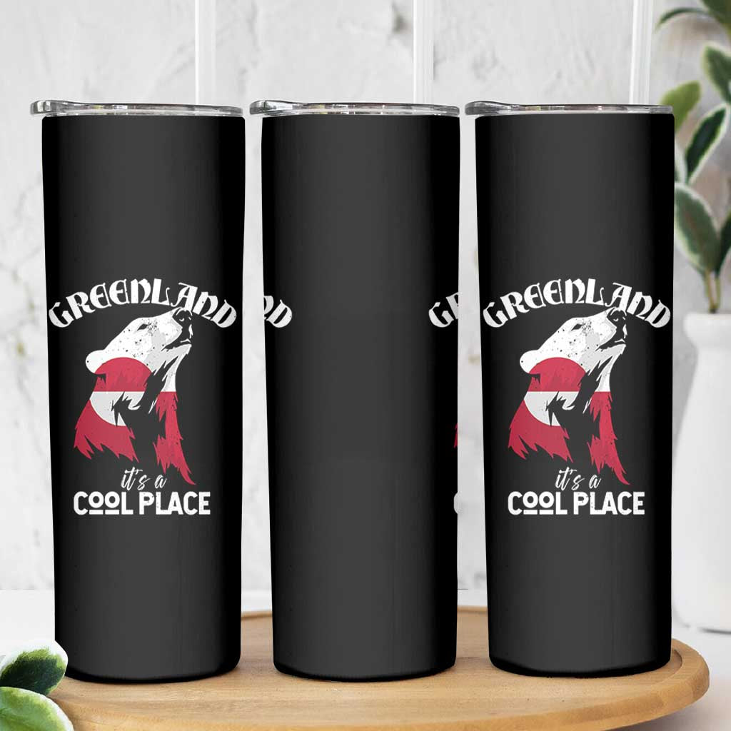 Polar Bear Greenland Flag Graphic Skinny Tumbler It's a Cool Place Arctic Circle