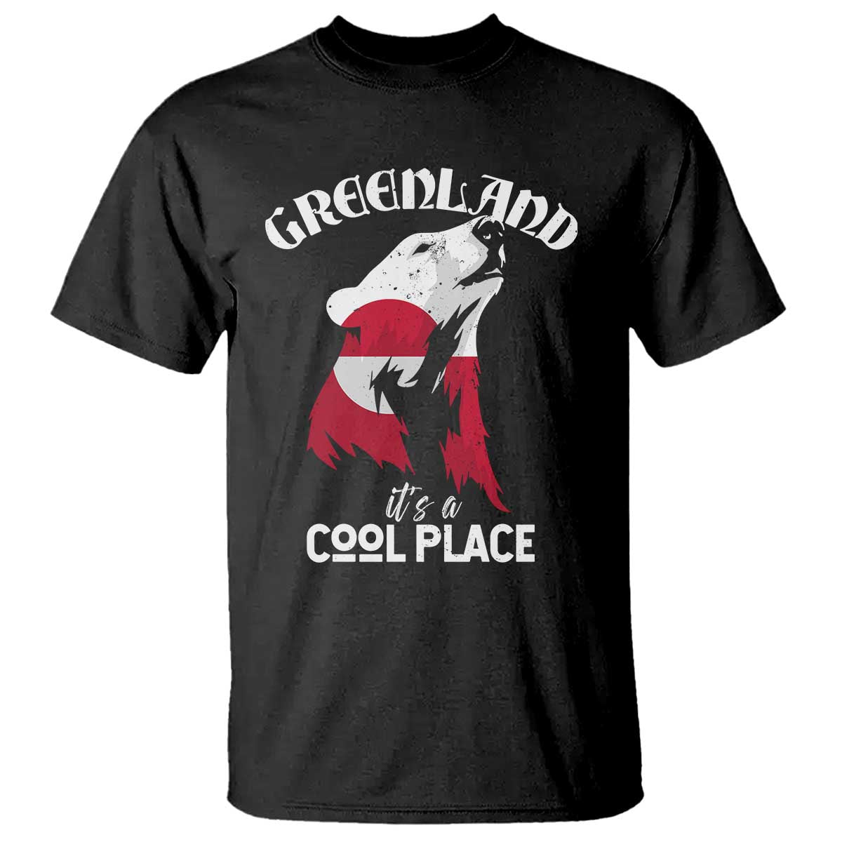 Polar Bear Greenland Flag Graphic T Shirt It's a Cool Place Arctic Circle