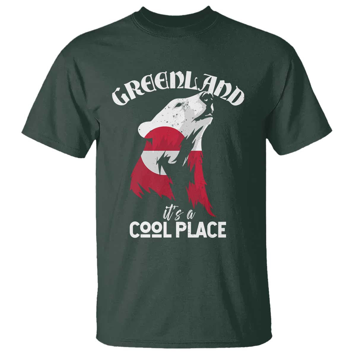 Polar Bear Greenland Flag Graphic T Shirt It's a Cool Place Arctic Circle