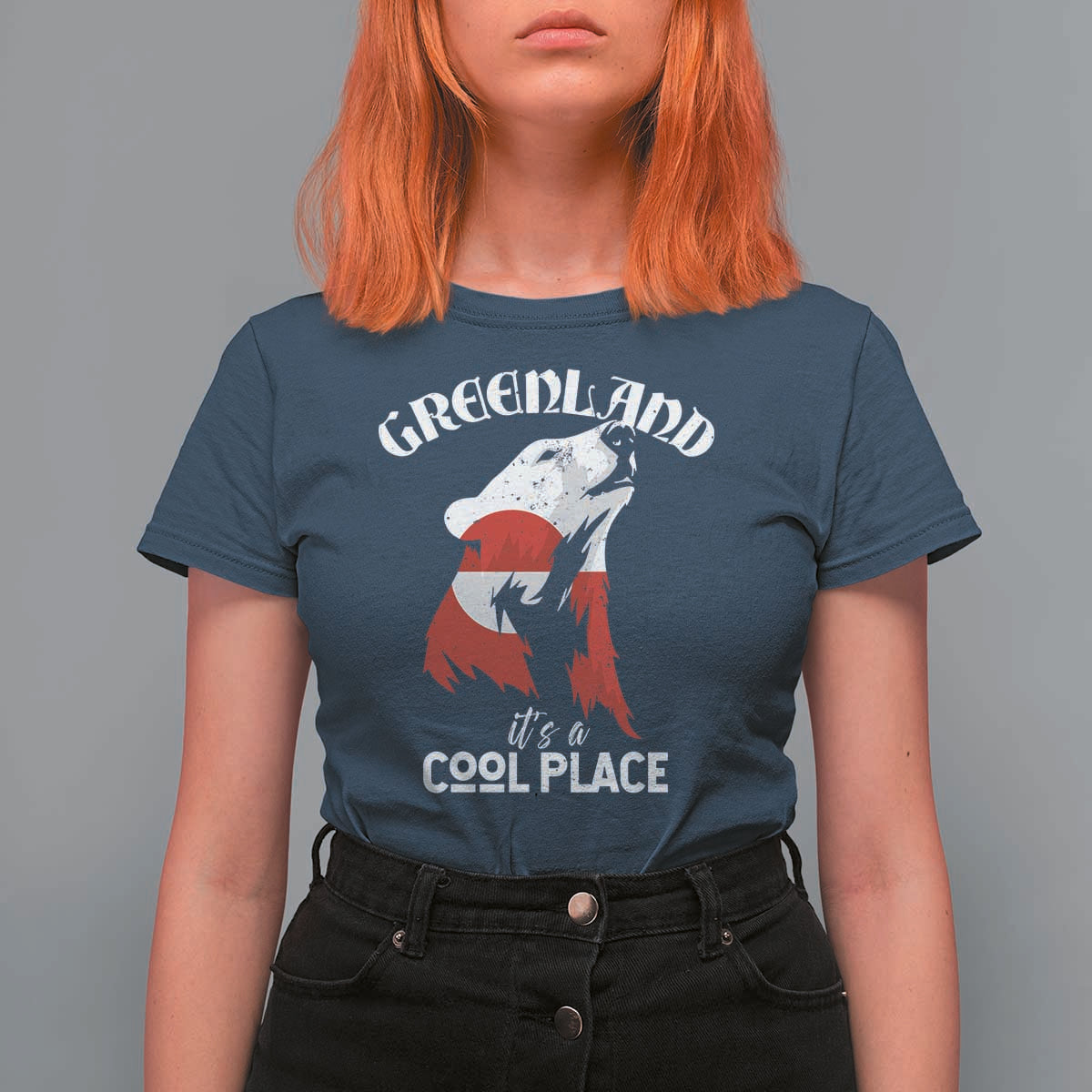 Polar Bear Greenland Flag Graphic T Shirt For Women It's a Cool Place Arctic Circle