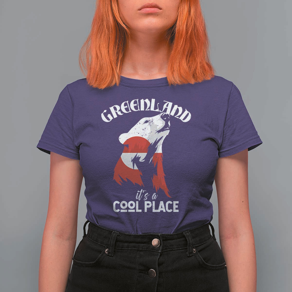 Polar Bear Greenland Flag Graphic T Shirt For Women It's a Cool Place Arctic Circle