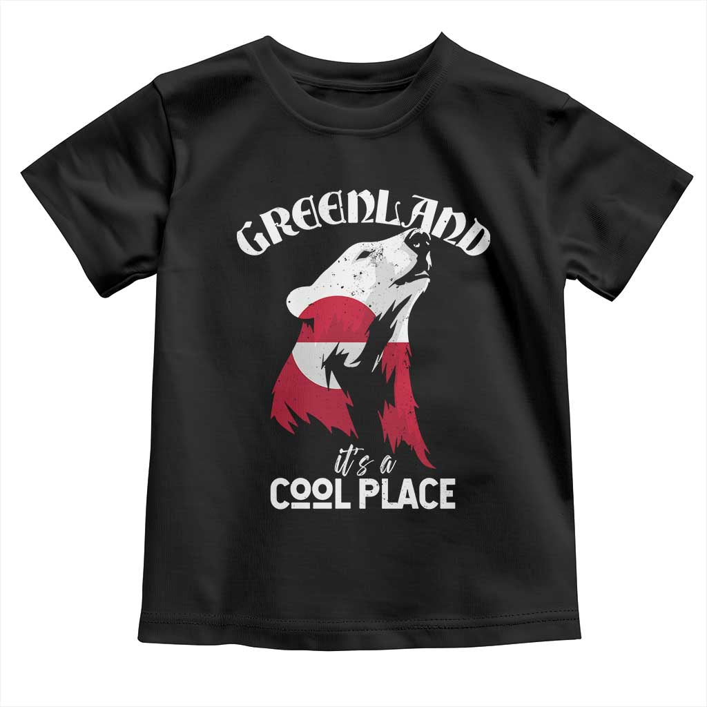 Polar Bear Greenland Flag Graphic Toddler T Shirt It's a Cool Place Arctic Circle
