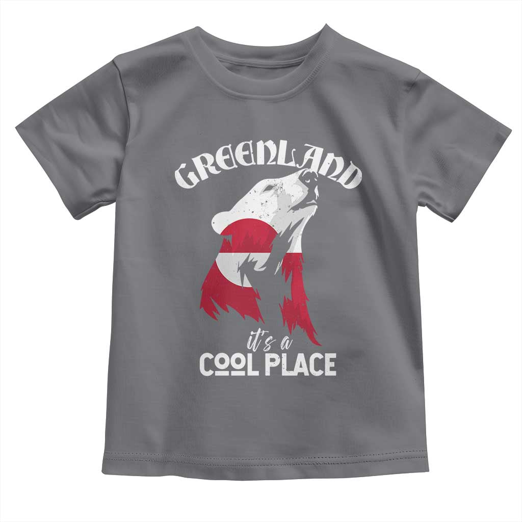 Polar Bear Greenland Flag Graphic Toddler T Shirt It's a Cool Place Arctic Circle