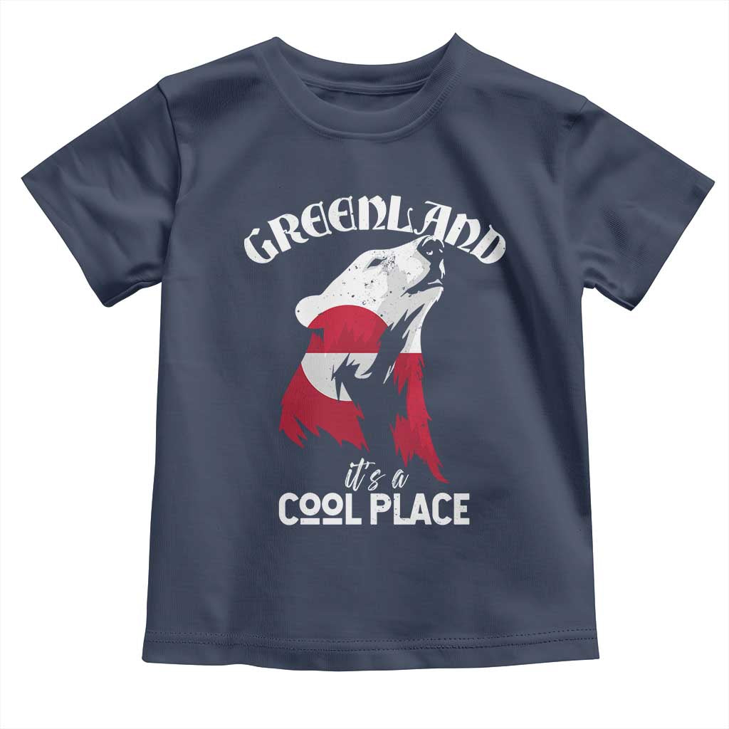 Polar Bear Greenland Flag Graphic Toddler T Shirt It's a Cool Place Arctic Circle