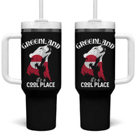 Polar Bear Greenland Flag Graphic Tumbler With Handle It's a Cool Place Arctic Circle