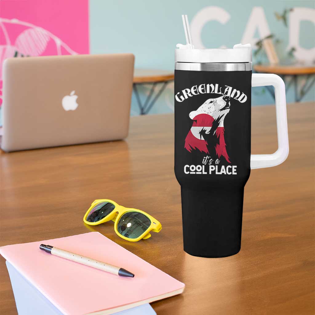 Polar Bear Greenland Flag Graphic Tumbler With Handle It's a Cool Place Arctic Circle