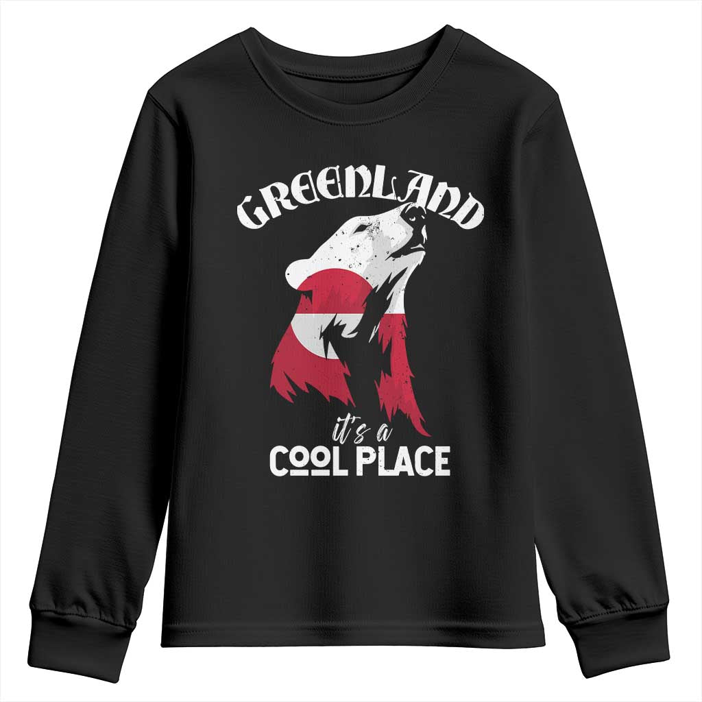 Polar Bear Greenland Flag Graphic Youth Sweatshirt It's a Cool Place Arctic Circle