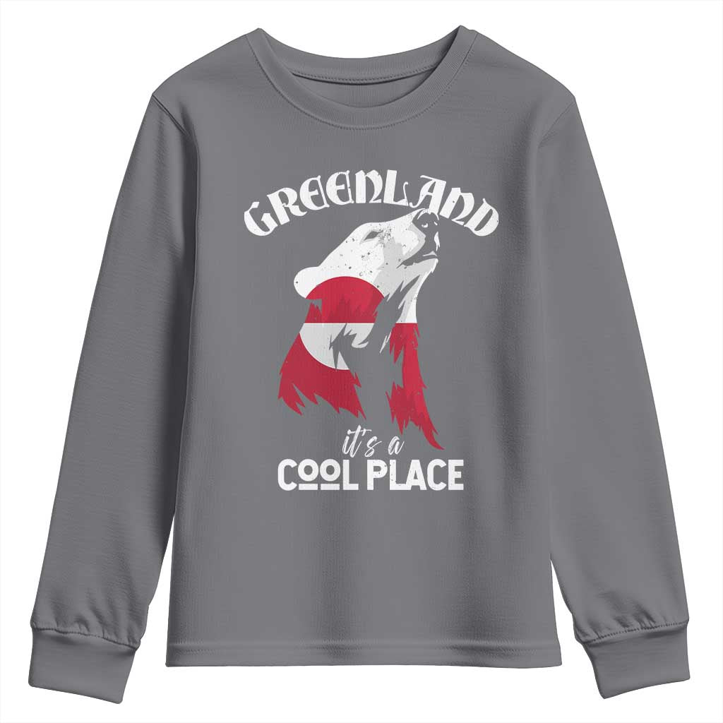 Polar Bear Greenland Flag Graphic Youth Sweatshirt It's a Cool Place Arctic Circle