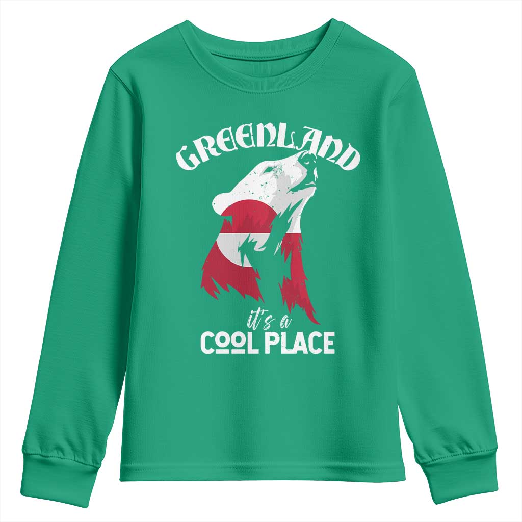 Polar Bear Greenland Flag Graphic Youth Sweatshirt It's a Cool Place Arctic Circle