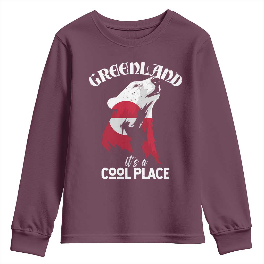 Polar Bear Greenland Flag Graphic Youth Sweatshirt It's a Cool Place Arctic Circle