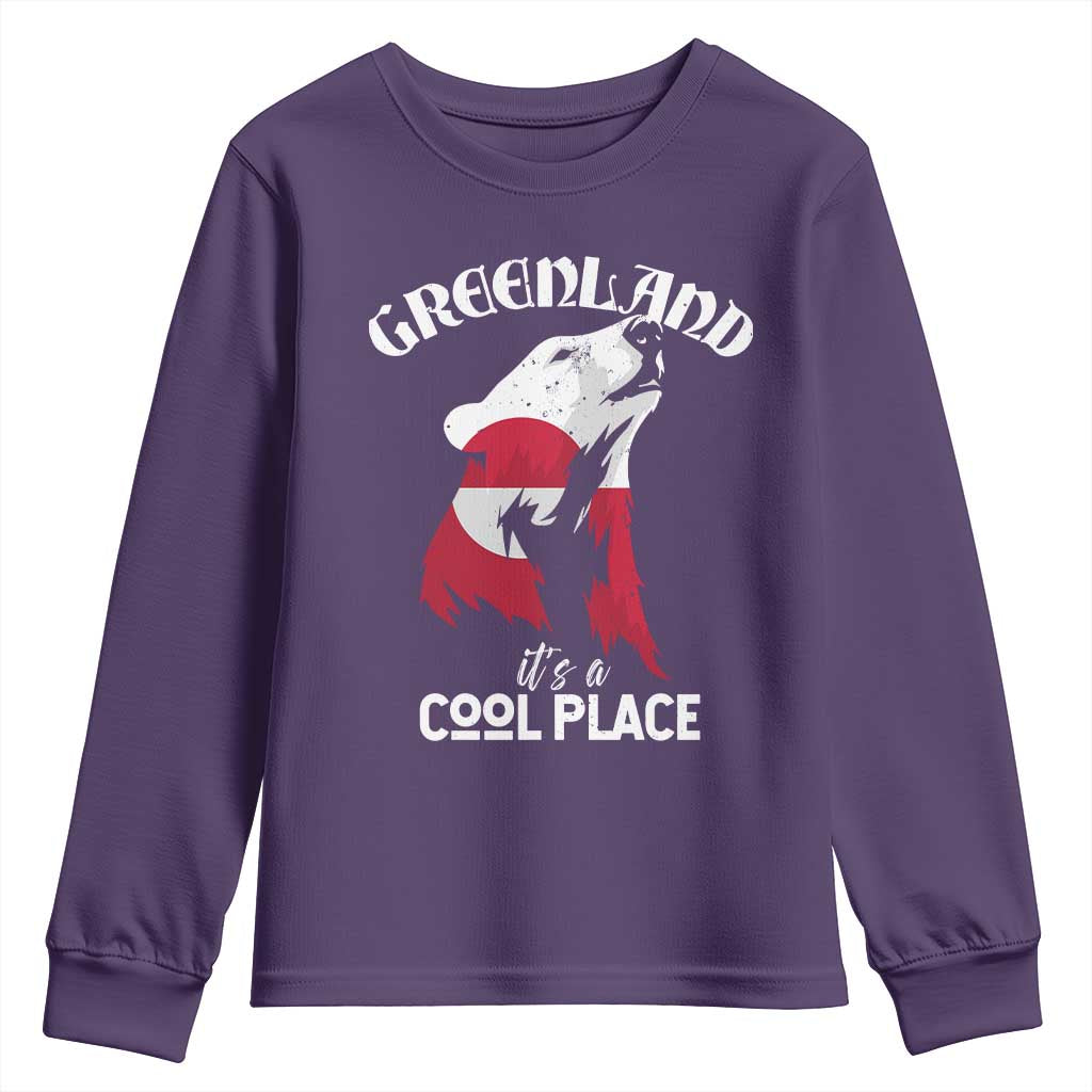 Polar Bear Greenland Flag Graphic Youth Sweatshirt It's a Cool Place Arctic Circle