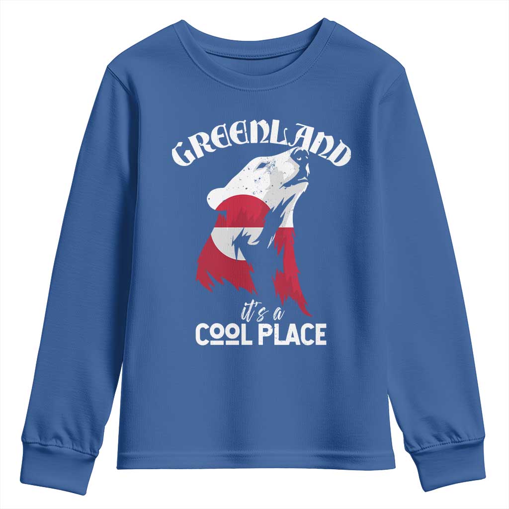 Polar Bear Greenland Flag Graphic Youth Sweatshirt It's a Cool Place Arctic Circle