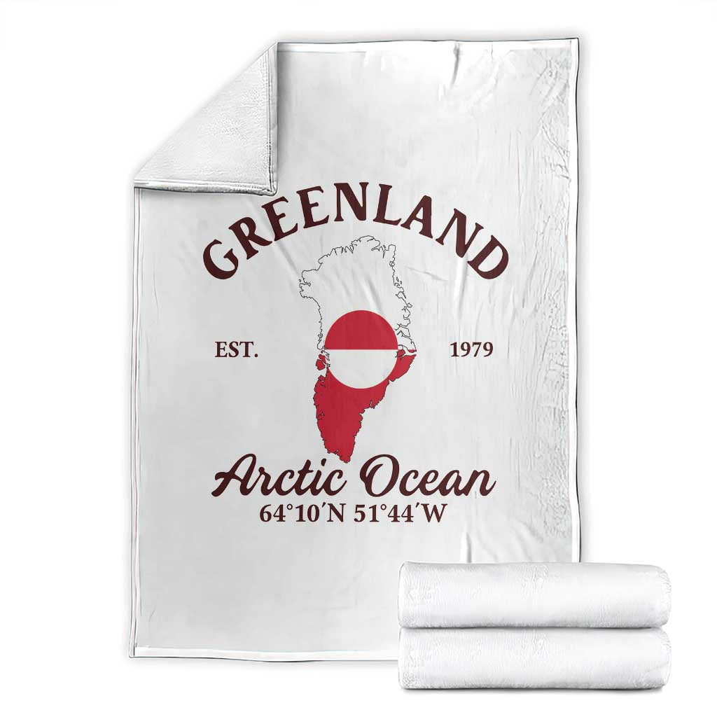 Greenland Arctic Ocean Throw Blanket Vintage Coordinates Map National Flag Pride