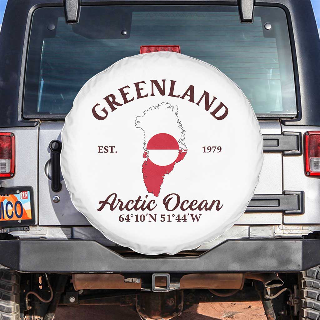 Greenland Arctic Ocean Spare Tire Cover Vintage Coordinates Map National Flag Pride
