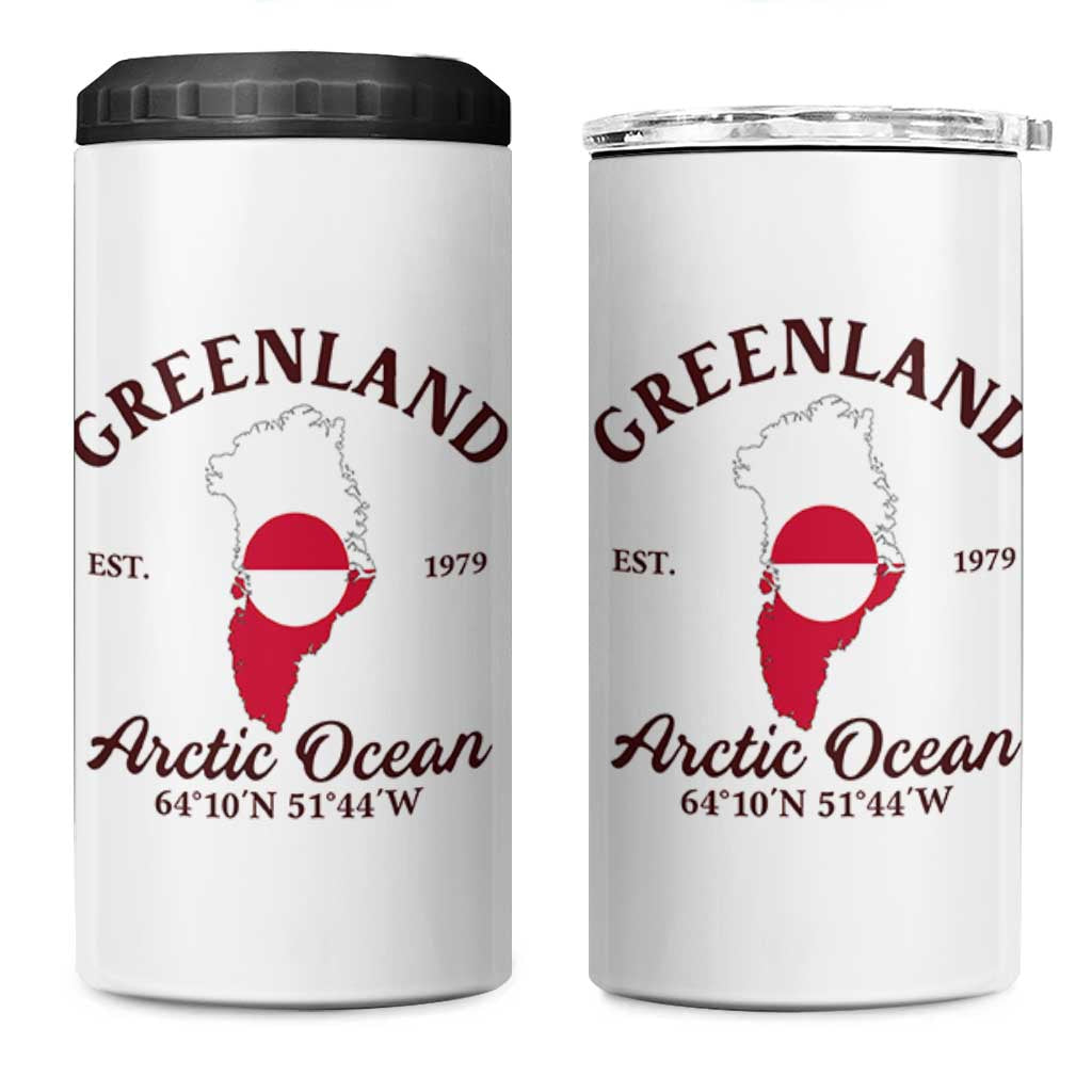 Greenland Arctic Ocean 4 in 1 Can Cooler Tumbler Vintage Coordinates Map National Flag Pride