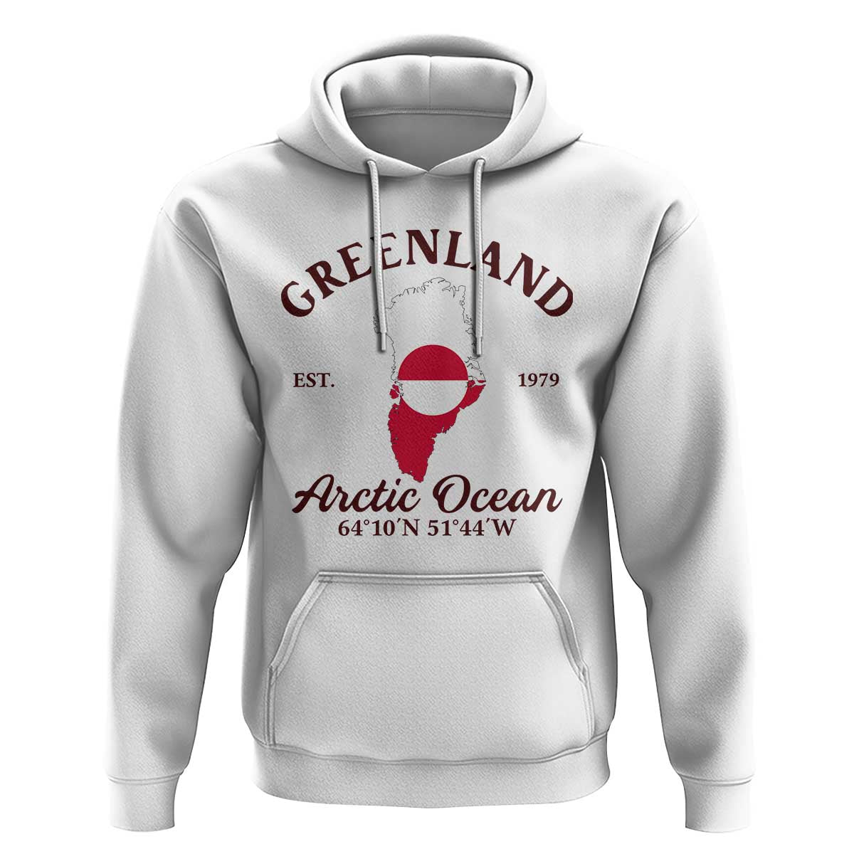 Greenland Arctic Ocean Hoodie Vintage Coordinates Map National Flag Pride