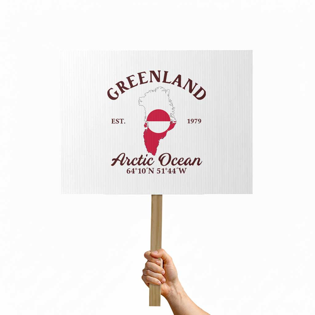 Greenland Arctic Ocean Protest Sign Vintage Coordinates Map National Flag Pride