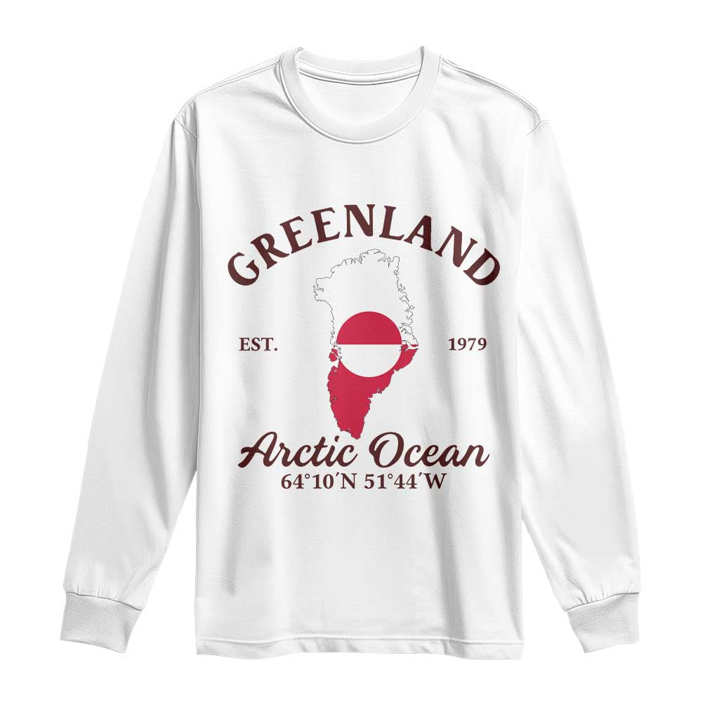 Greenland Arctic Ocean Long Sleeve Shirt Vintage Coordinates Map National Flag Pride
