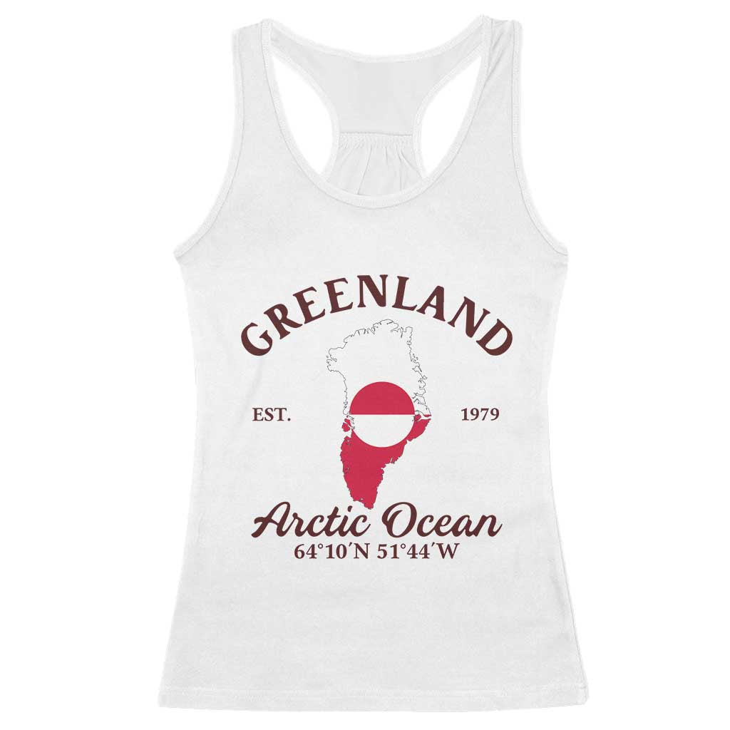 Greenland Arctic Ocean Racerback Tank Top Vintage Coordinates Map National Flag Pride
