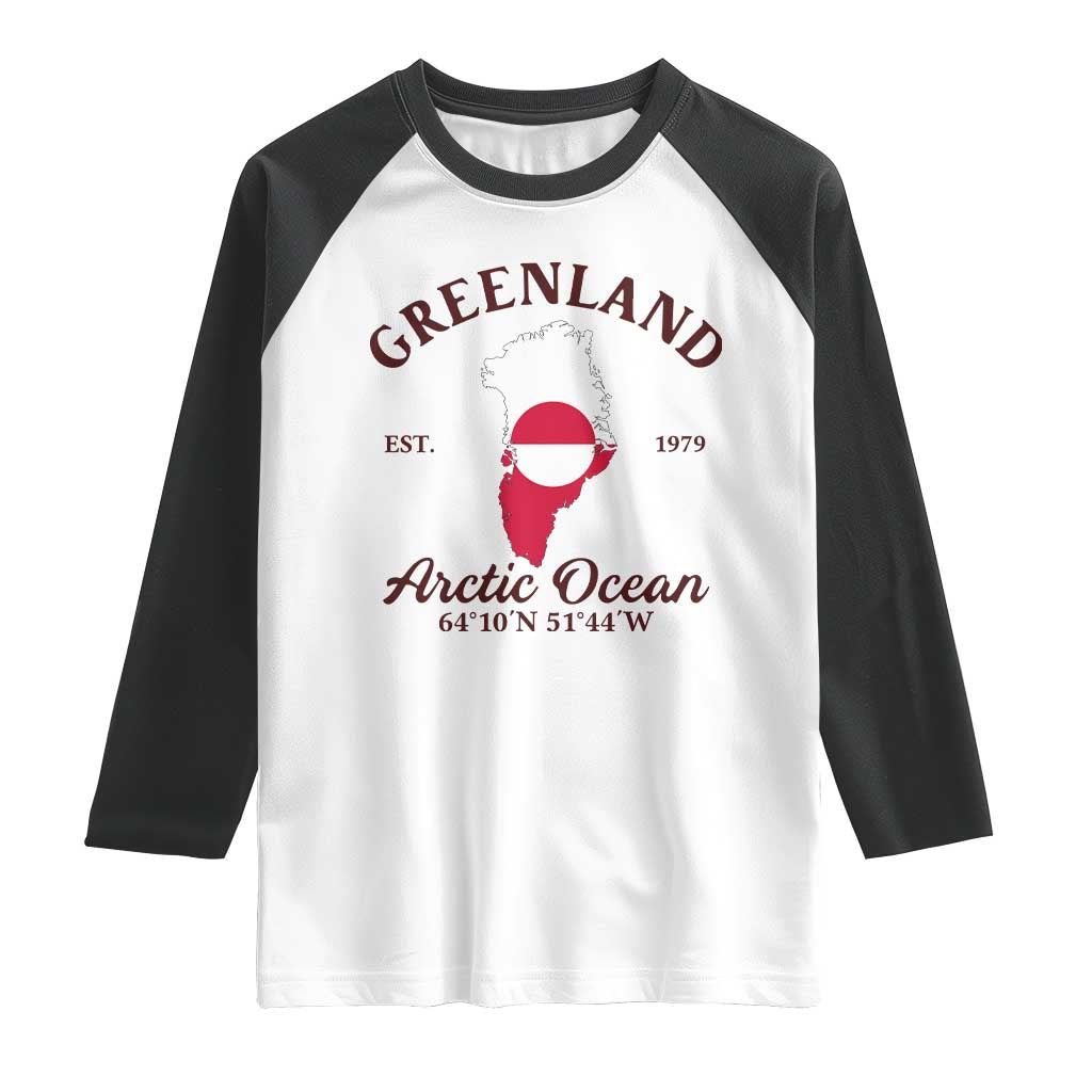 Greenland Arctic Ocean Raglan Shirt Vintage Coordinates Map National Flag Pride