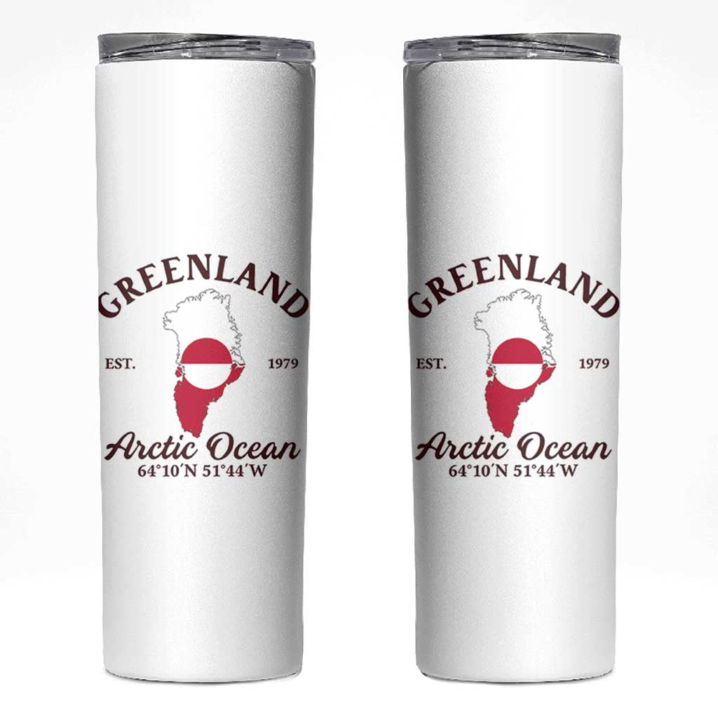 Greenland Arctic Ocean Skinny Tumbler Vintage Coordinates Map National Flag Pride