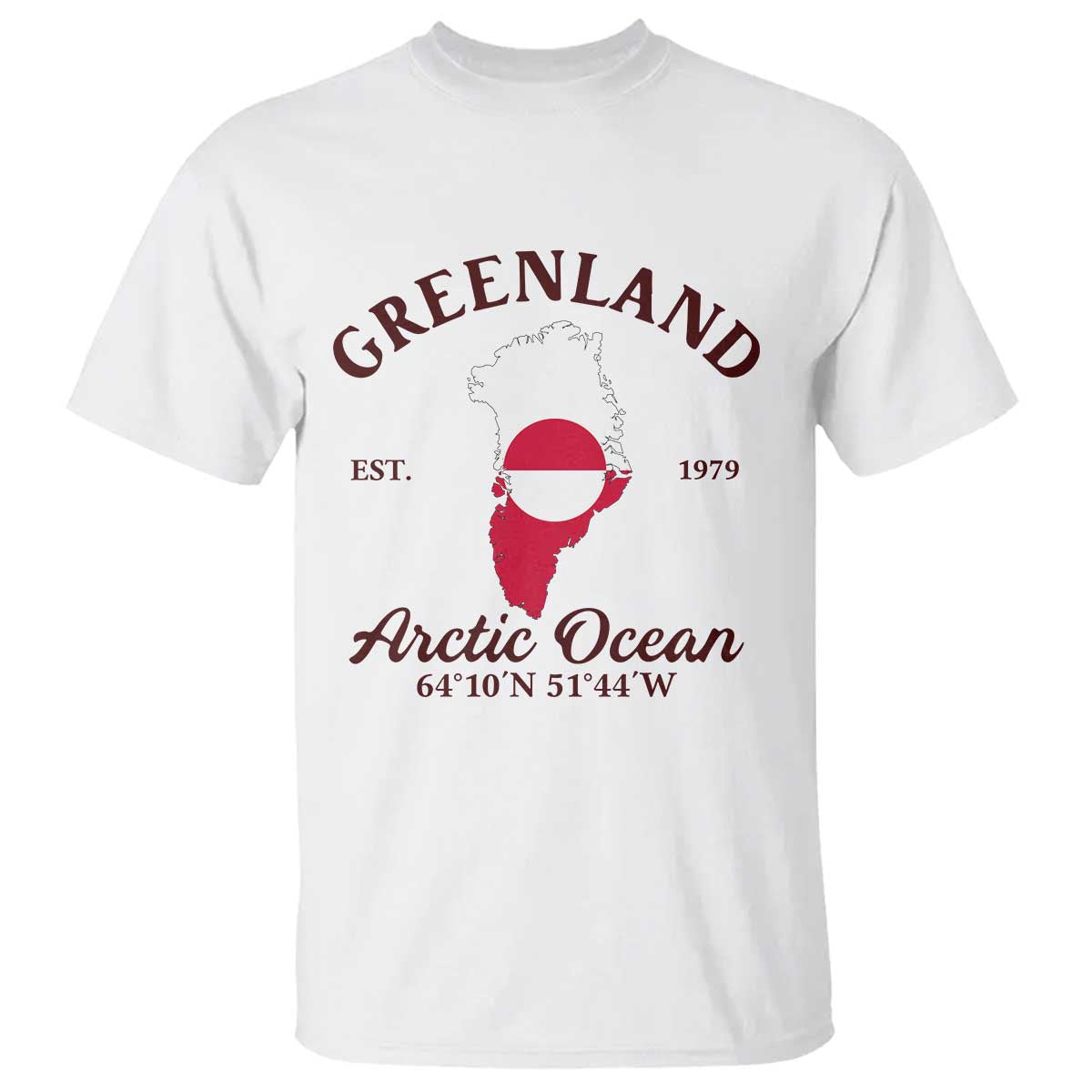 Greenland Arctic Ocean T Shirt Vintage Coordinates Map National Flag Pride