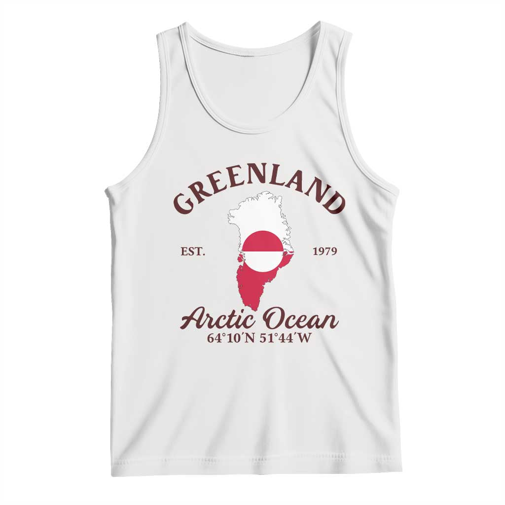 Greenland Arctic Ocean Tank Top Vintage Coordinates Map National Flag Pride