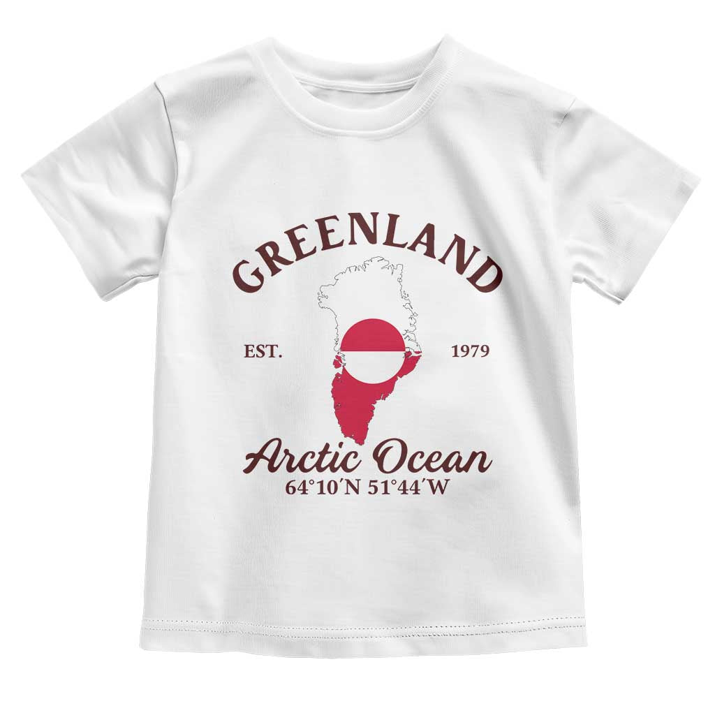 Greenland Arctic Ocean Toddler T Shirt Vintage Coordinates Map National Flag Pride