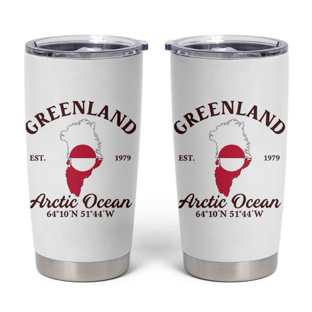 Greenland Arctic Ocean Tumbler Cup Vintage Coordinates Map National Flag Pride