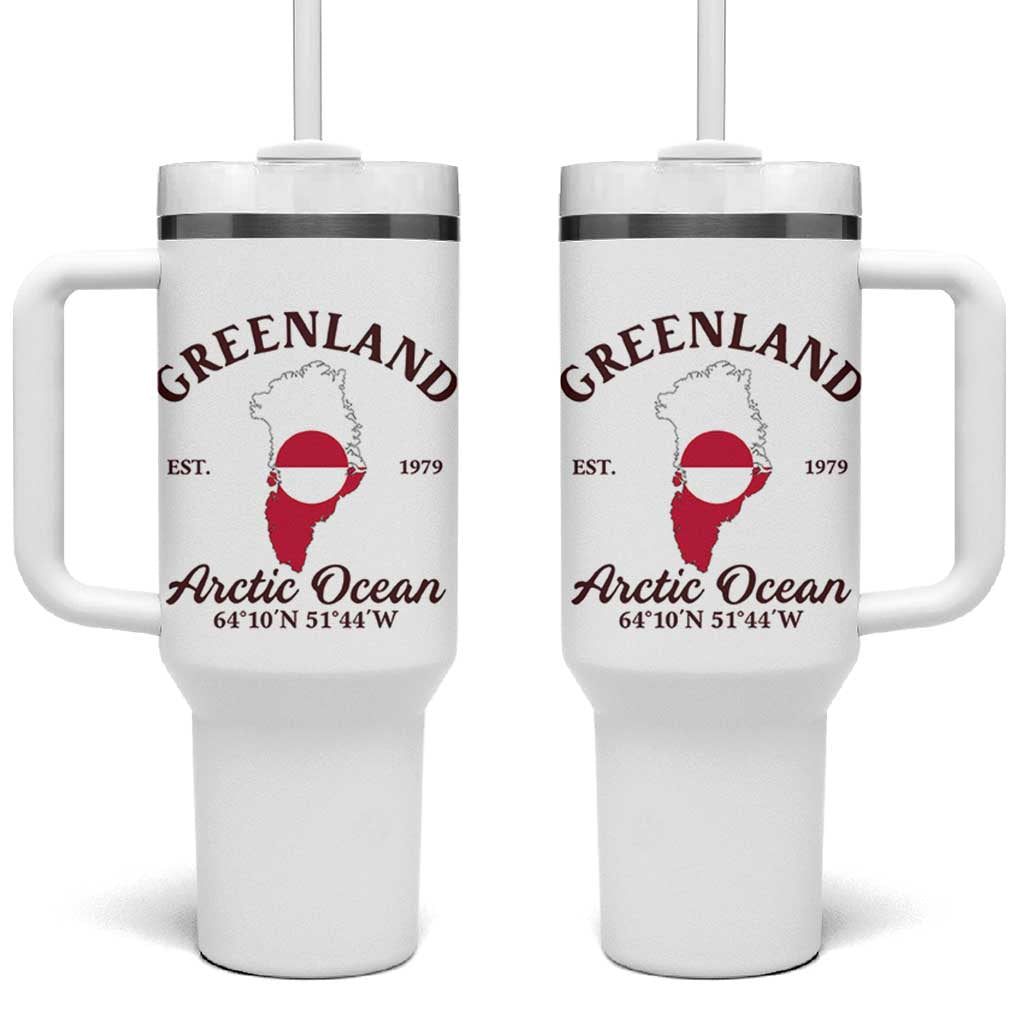 Greenland Arctic Ocean Tumbler With Handle Vintage Coordinates Map National Flag Pride