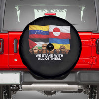 We Stand With Venezuela Greenland Ukraine Palestine Spare Tire Cover Solidarity Fists Flags Global Support