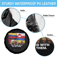 We Stand With Venezuela Greenland Ukraine Palestine Spare Tire Cover Solidarity Fists Flags Global Support