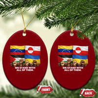 We Stand With Venezuela Greenland Ukraine Palestine Ceramic Ornament Solidarity Fists Flags Global Support