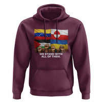 We Stand With Venezuela Greenland Ukraine Palestine Hoodie Solidarity Fists Flags Global Support