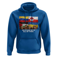 We Stand With Venezuela Greenland Ukraine Palestine Hoodie Solidarity Fists Flags Global Support