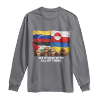 We Stand With Venezuela Greenland Ukraine Palestine Long Sleeve Shirt Solidarity Fists Flags Global Support