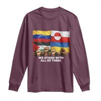 We Stand With Venezuela Greenland Ukraine Palestine Long Sleeve Shirt Solidarity Fists Flags Global Support